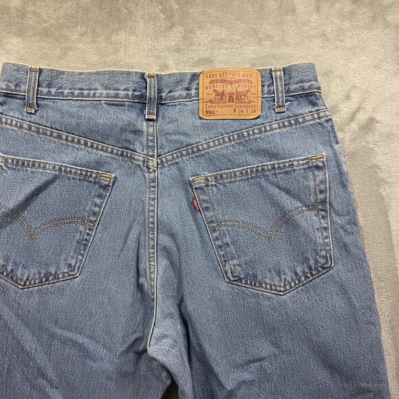 Levi's 550 Jeans Mens 34x34 Light Wash Relaxed Fit Tapered Leg Denim Zip Fly Y2K - Picture 3 of 10